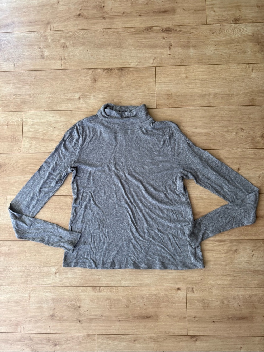 Eileen Fisher Gray Turtleneck Top XS Organic Cotton Lyocell Long Sleeve